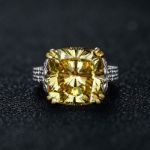 Picture of Stunning Cushion Cut Yellow Sapphire Engagement Ring In Sterling Silver