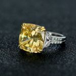 Picture of Stunning Cushion Cut Yellow Sapphire Engagement Ring In Sterling Silver