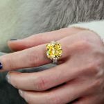 Picture of Stunning Cushion Cut Yellow Sapphire Engagement Ring In Sterling Silver