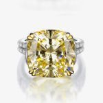 Picture of Stunning Cushion Cut Yellow Sapphire Engagement Ring In Sterling Silver