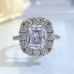 Picture of Vintage Halo Cushion Cut Engagement Ring In Sterling Silver