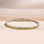 Picture of Classic Round Cut Yellow Sapphire Bracelet For Women In Sterling Silver