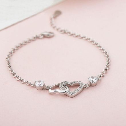 Picture of Sterling Silver Double Heart Bracelet For Women
