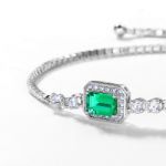 Picture of Luxury Emerald Cut Emerald Green Bracelet for Women In Sterling Silver