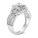 Bortwide Three Stone Princess Cut Sterling Silver Ring