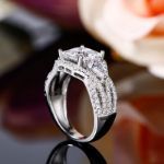 Bortwide Three Stone Princess Cut Sterling Silver Ring