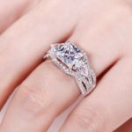 Bortwide Three Stone Princess Cut Sterling Silver Ring