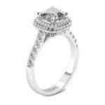 Bortwide Double Halo Cushion Cut Sterling Silver Ring