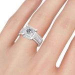 Bortwide Halo Princess Cut Sterling Silver Ring