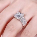 Bortwide Halo Princess Cut Sterling Silver Ring