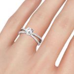 Bortwide Split Shank Round Cut Sterling Silver Ring