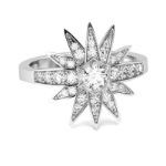 Bortwide Star Design Round Cut Sterling Silver Ring