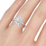 Bortwide Star Design Round Cut Sterling Silver Ring