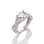 Bortwide Twist Shank Cushion Cut Sterling Silver Ring