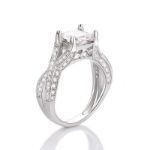 Bortwide Twist Shank Cushion Cut Sterling Silver Ring