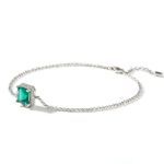 Bortwide Simple Design Halo Radiant Cut Sterling Silver Anklet