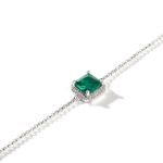 Bortwide Simple Design Halo Radiant Cut Sterling Silver Anklet