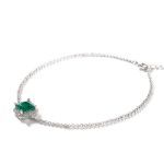 Bortwide Simple Design Halo Radiant Cut Sterling Silver Anklet