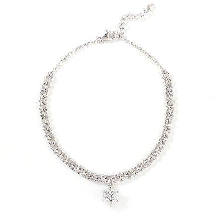 Bortwide Simple Design Round Cut Sterling Silver Anklet