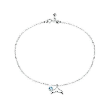 Bortwide Simple Mermaid Tail Sterling Silver Anklet