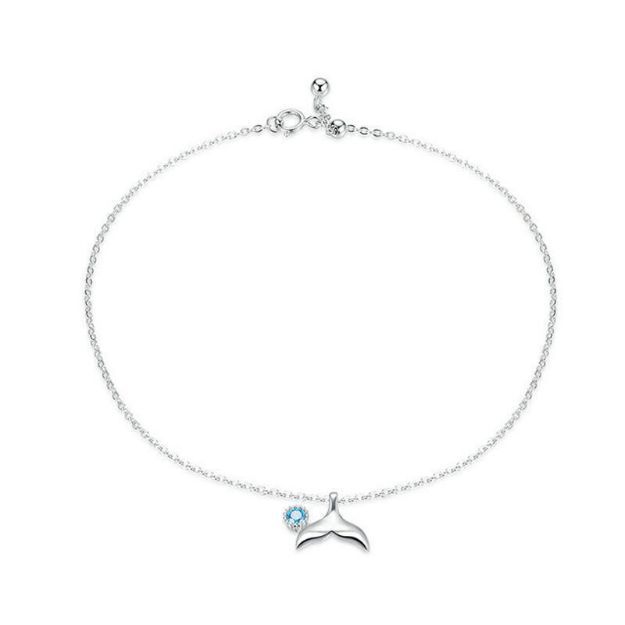 Bortwide Simple Mermaid Tail Sterling Silver Anklet