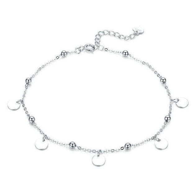 Bortwide Simple Style Disc Sterling Silver Anklet