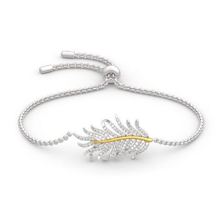 Bortwide Two Tone Feather Sterling Silver Bracelet