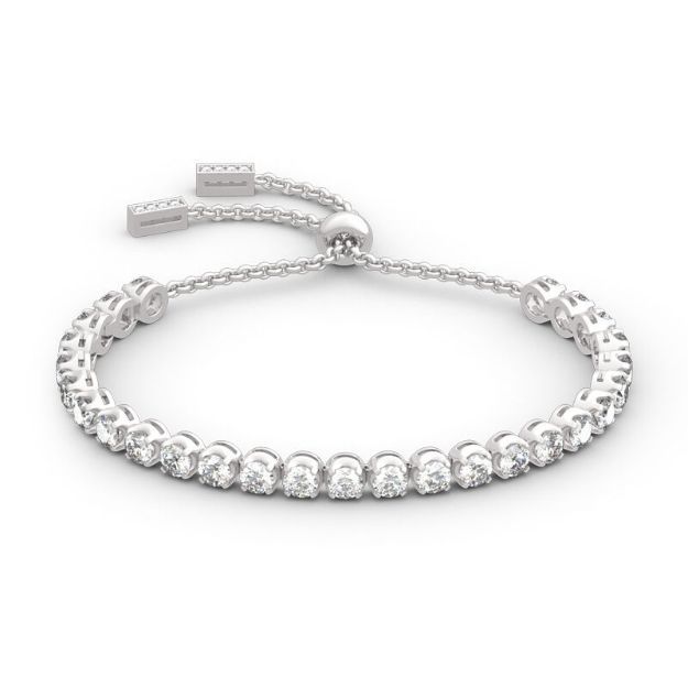 Bortwide Classic Round Cut Sterling Silver Bolo Tennis Bracelet