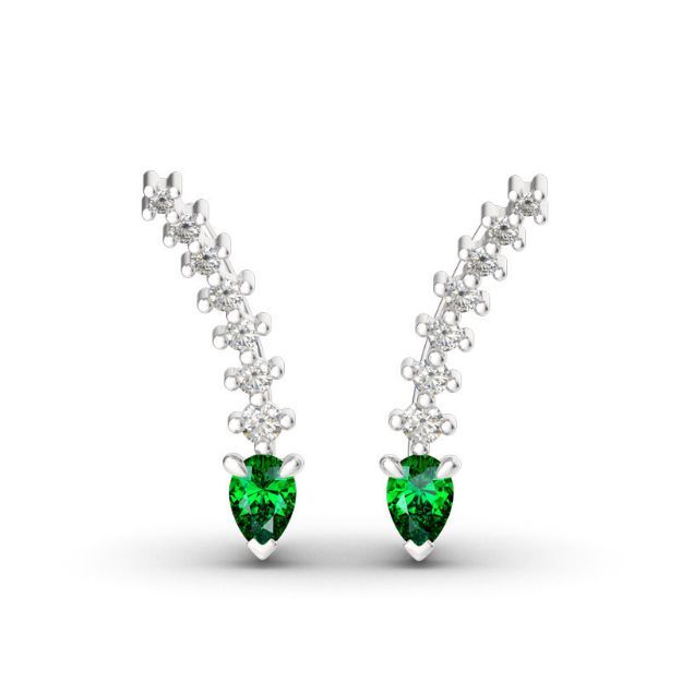 Bortwide Royal Emerald Green Climber Earrings