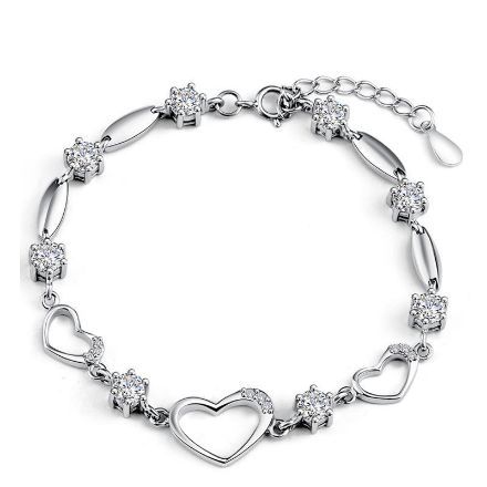 Bortwide Heart Shape Sterling Silver Bracelet