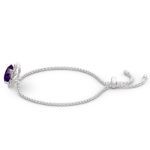 Bortwide Amethyst Flower Round Cut Sterling Silver Bracelet