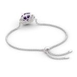 Bortwide Amethyst Flower Round Cut Sterling Silver Bracelet