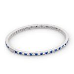 Bortwide Alternating Round Cut Sterling Silver Bangle