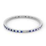 Bortwide Alternating Round Cut Sterling Silver Bangle