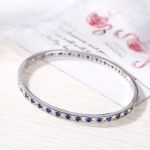 Bortwide Alternating Round Cut Sterling Silver Bangle