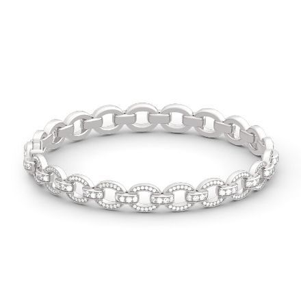 Bortwide Chain Design Round Cut Sterling Silver Bracelet