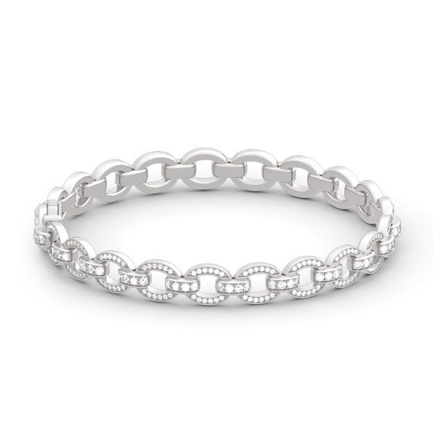 Bortwide Chain Design Round Cut Sterling Silver Bracelet