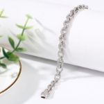 Bortwide Chain Design Round Cut Sterling Silver Bracelet