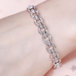 Bortwide Chain Design Round Cut Sterling Silver Bracelet