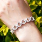 Bortwide "Gorgeous Beauty" Marquise Cut Sterling Silver Bracelet