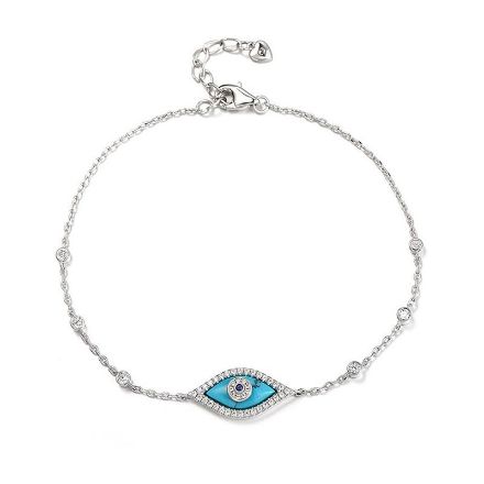 Bortwide "Evil Eye" Turquoise Sterling Silver Bracelet (195mm)