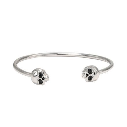 Bortwide "Biker Style" Skull Sterling Silver Bangle Bracelet