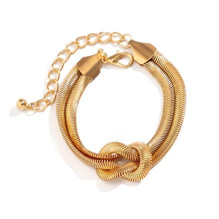 Bortwide Knot Design Gold Tone Chain Bracelet