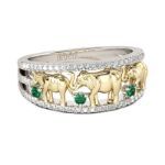 Bortwide Two Tone Round Cut Sterling Silver Elephant Ring