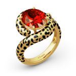 Bortwide "Wild Beauty" Leopard Print Oval Cut Sterling Silver Ring