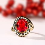 Bortwide "Wild Beauty" Leopard Print Oval Cut Sterling Silver Ring