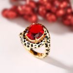 Bortwide "Wild Beauty" Leopard Print Oval Cut Sterling Silver Ring