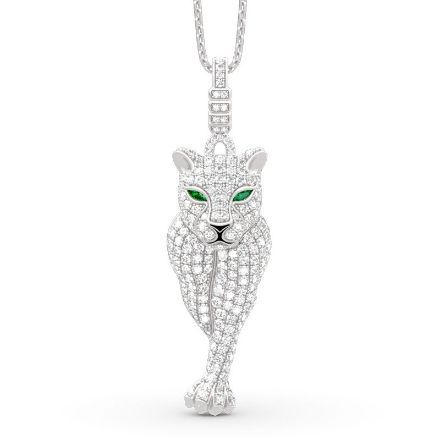 Bortwide Leopard Pendant Sterling Silver Necklace