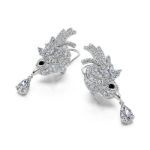 Bortwide "Messenger of Good Fortune" Magpie Sterling Silver Drop Earrings