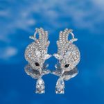 Bortwide "Messenger of Good Fortune" Magpie Sterling Silver Drop Earrings